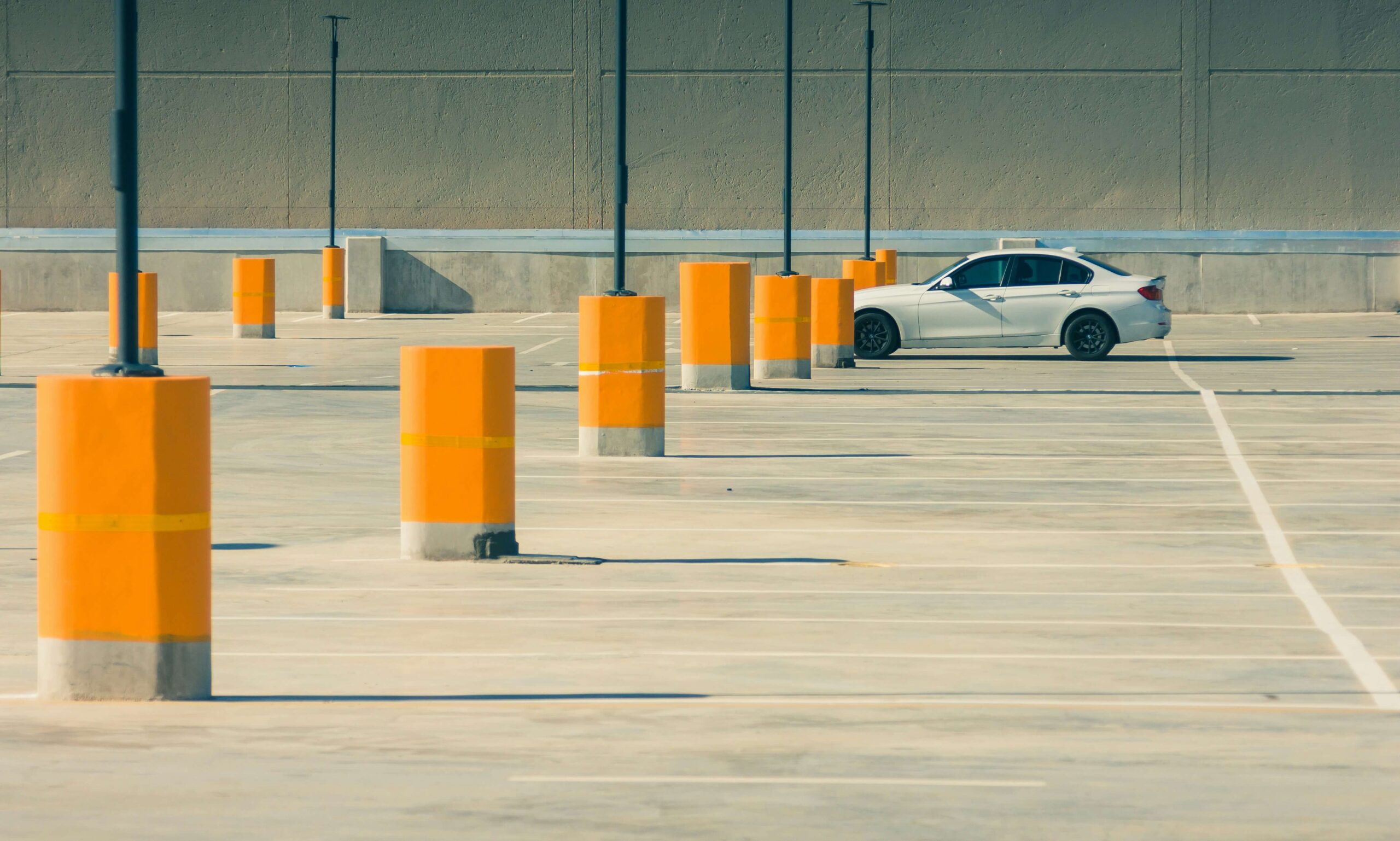 A car in a parking lot.