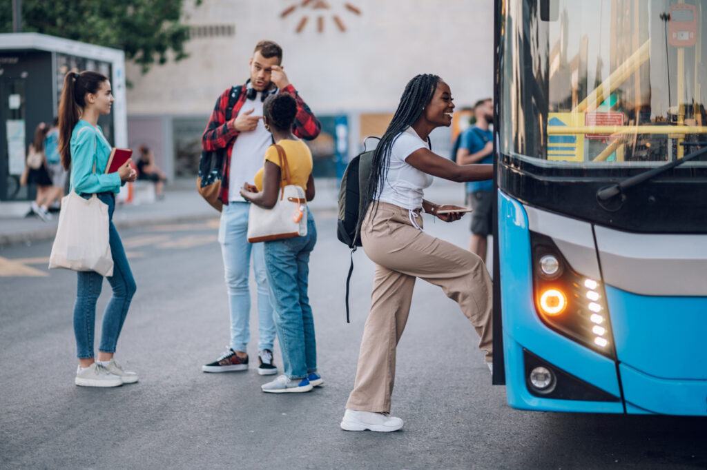 St. Louis Bus Accident Lawyers. Woman getting onto a bus.