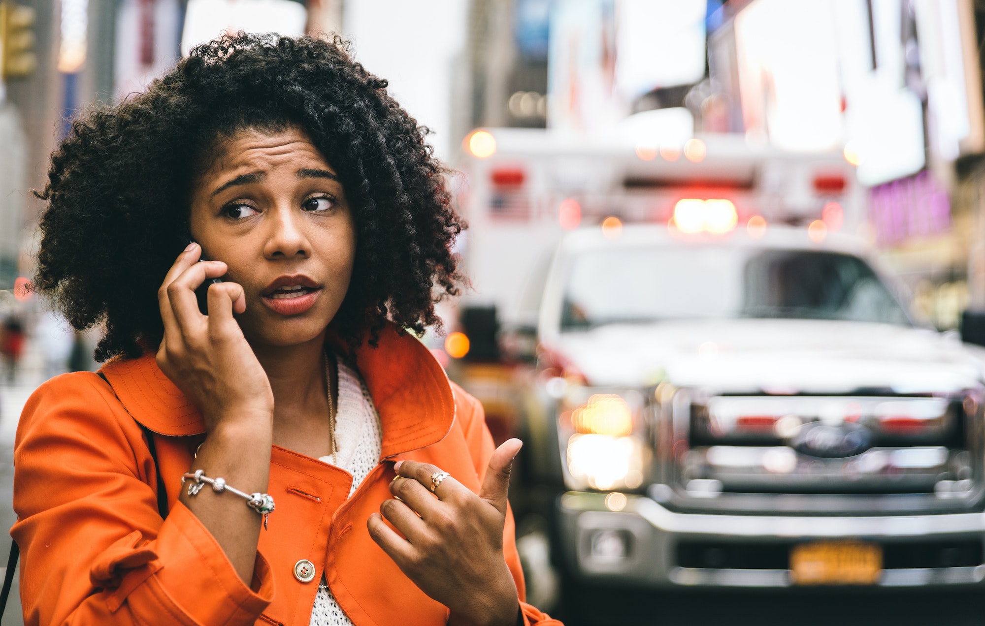 Woman after having a car accident.