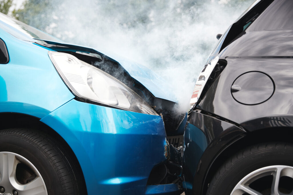 What To Do After A Car Accident | Cantor Injury Law | St. Louis, MO What To Do After A Car Accident. Blue and black car crashing.