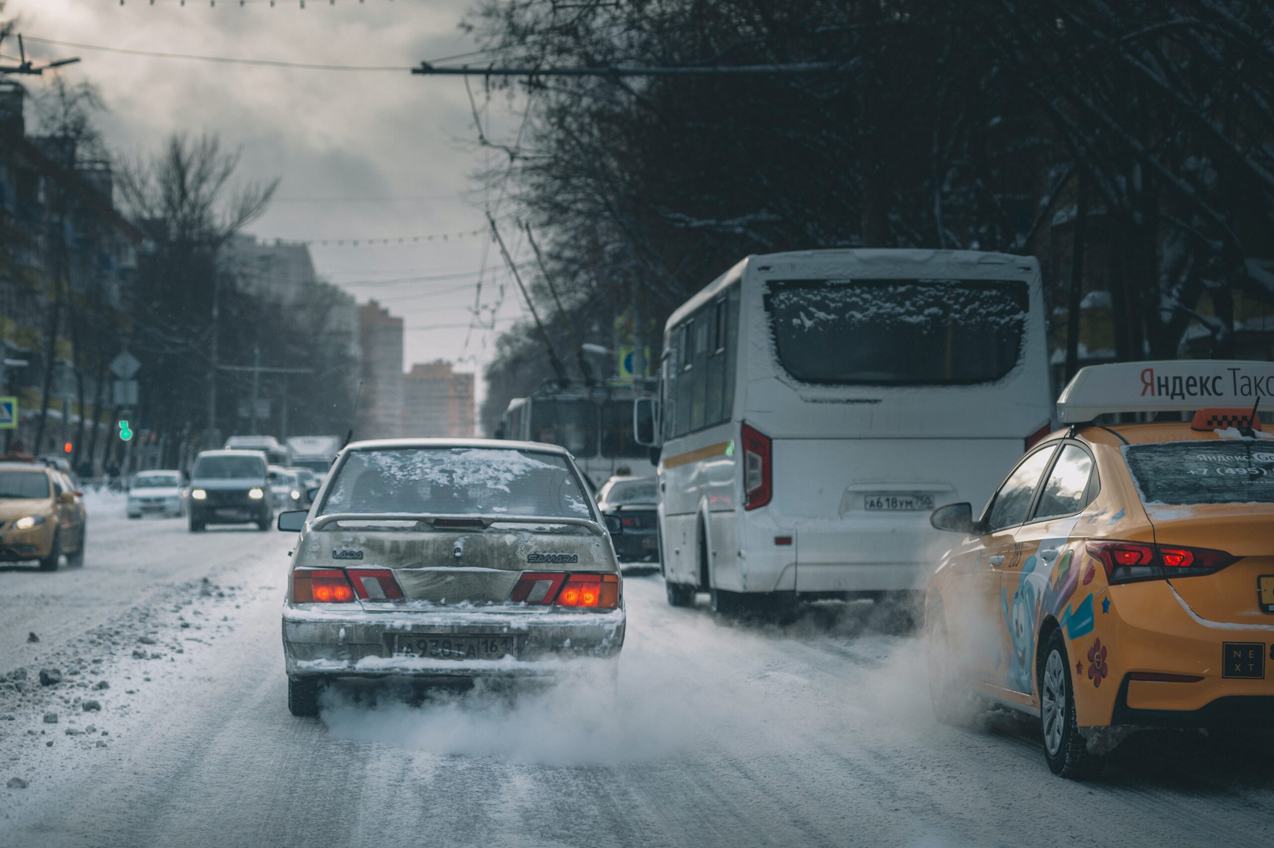 bad weather on a road