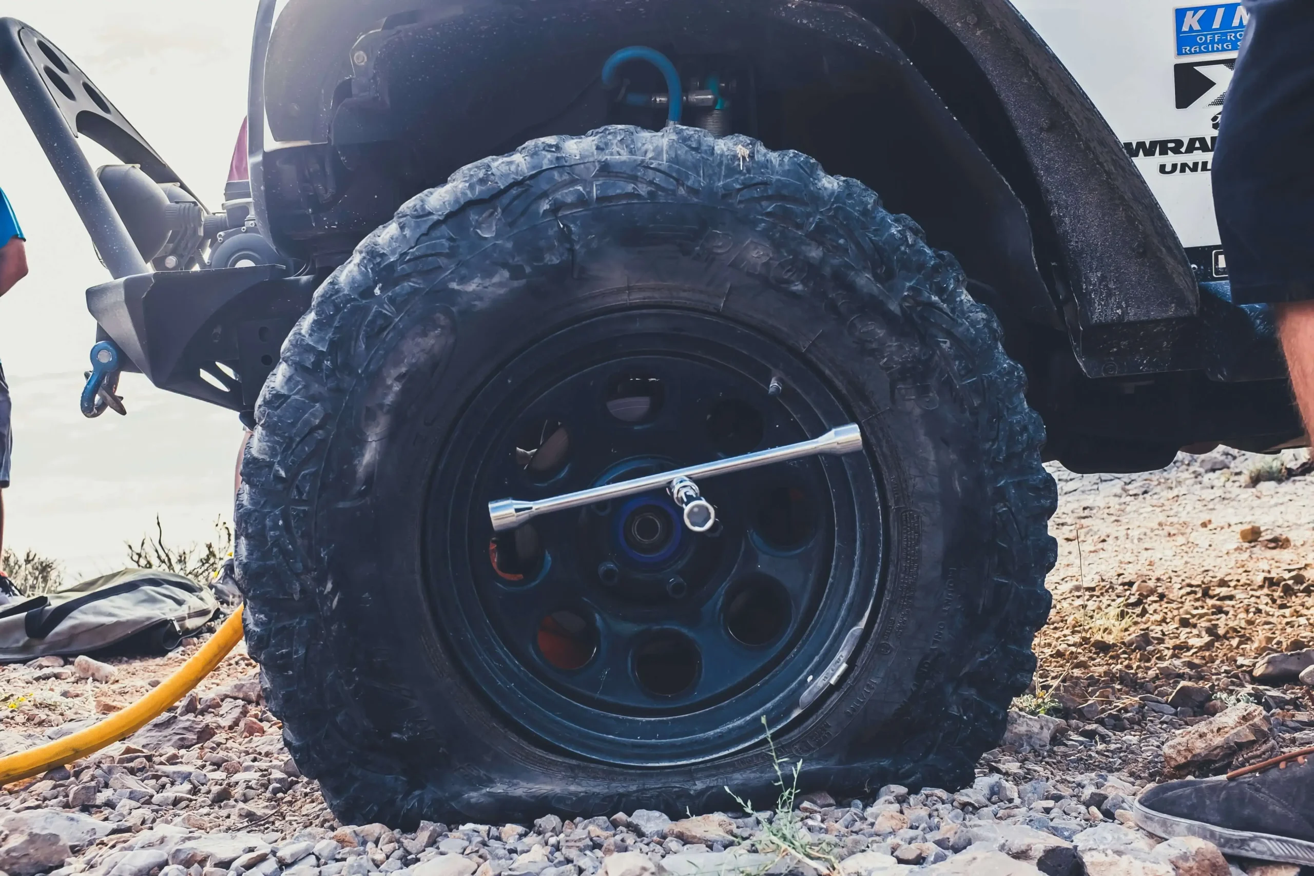 tire blowout - common causes of truck accidents.